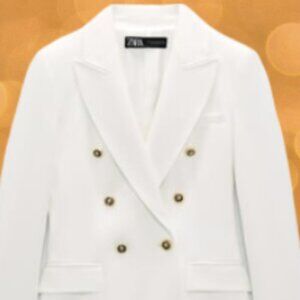 White Blazer with Gold Buttons Detailed, Zara